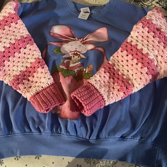One-of-a-Kind Upcycled Strawberry Shortcake Sweatshirt - Picture 3 of 3